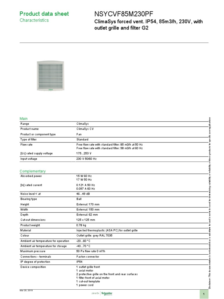 ClimaSys CV Fan Data Sheet | PDF | Flow Measurement | Electromagnetism