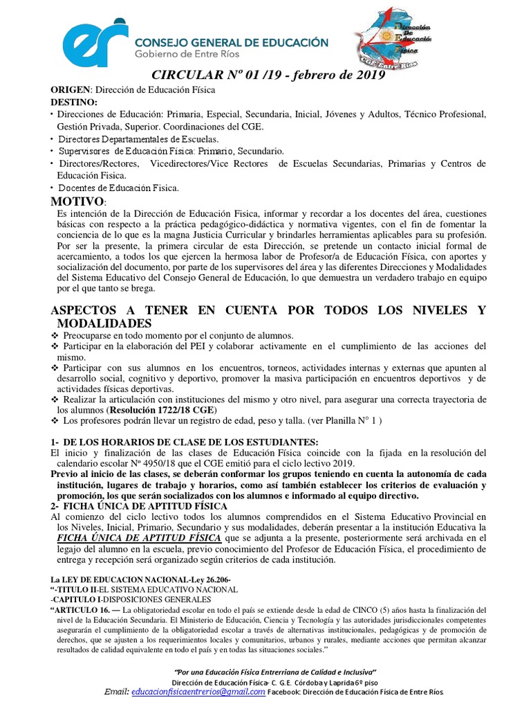 Circular N°1 19 Cge 1 | PDF | Educación Secundaria | Discapacidad ...