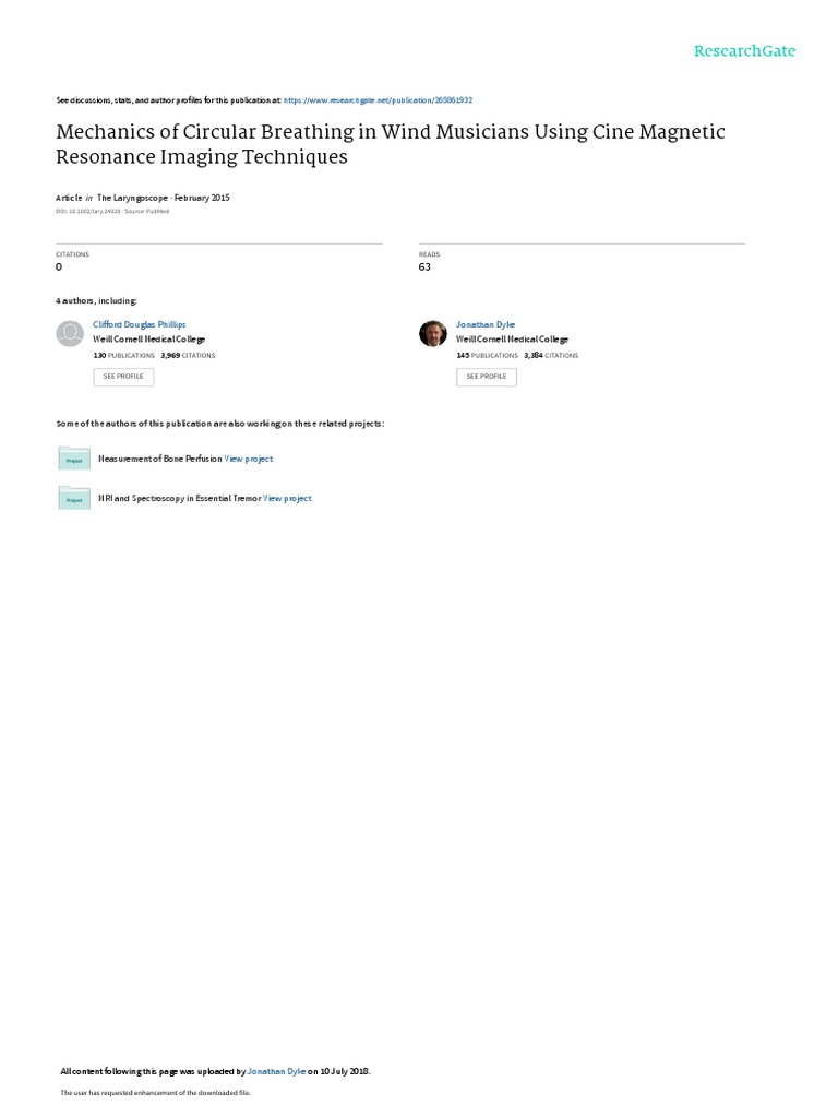 Mechanics of Circular Breathing in Wind Musicians PDF Breathing