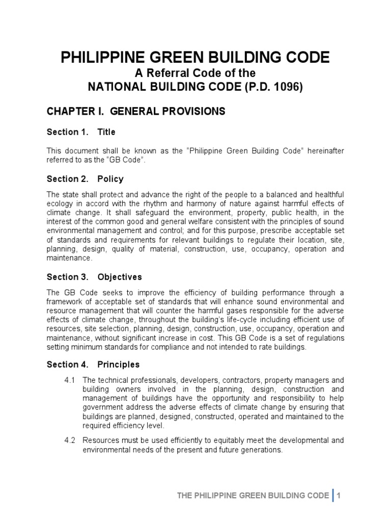 Philippine Green Building Code: A Referral Code of The National ...