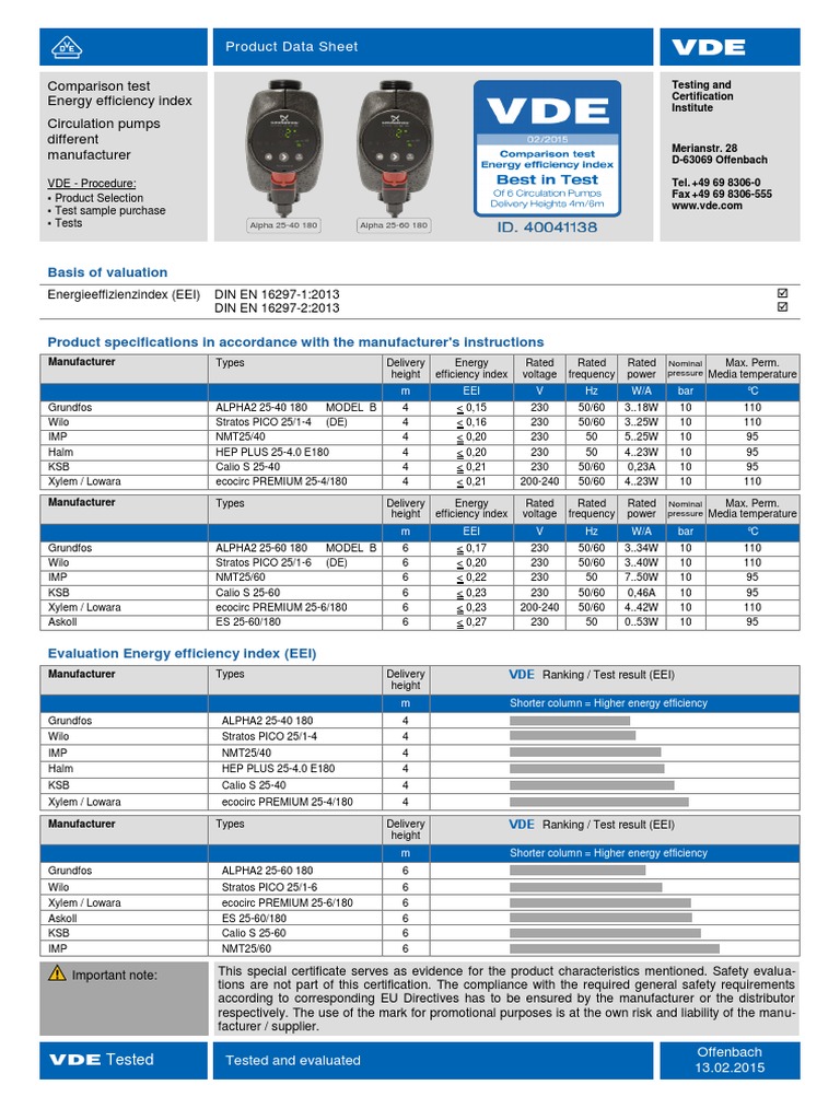 Circulation Pump Energy Efficiency Comparison | PDF | Electrical ...