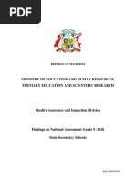 Findings On National Assessment Grade 9 - 2018 State Secondary Schools