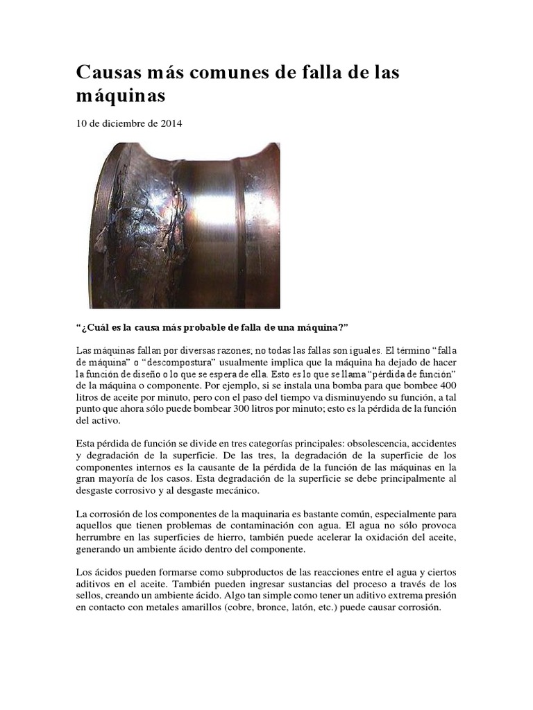 Causas Mas Comunes de Fallo de Las Maquinas | PDF | Corrosión | Química