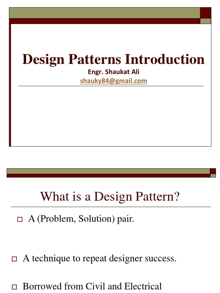Design Patterns Introduction: Engr. Shaukat Ali | PDF | Software Design ...