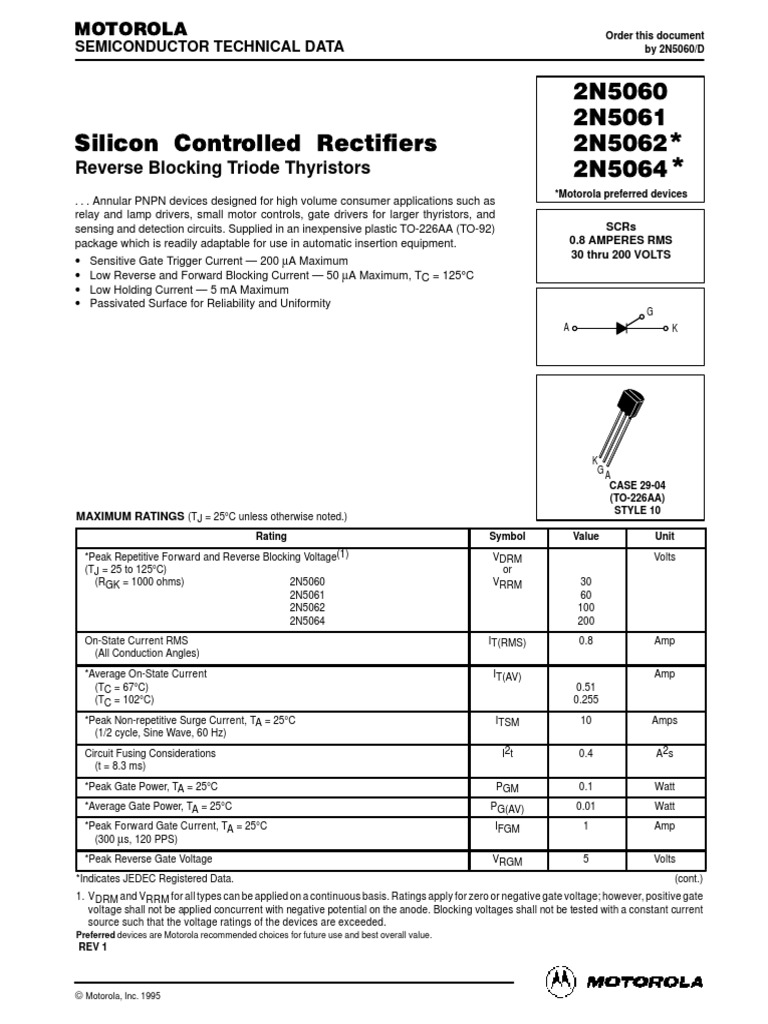 Reverse Blocking Triode Thyristors: Semiconductor Technical Data | PDF ...