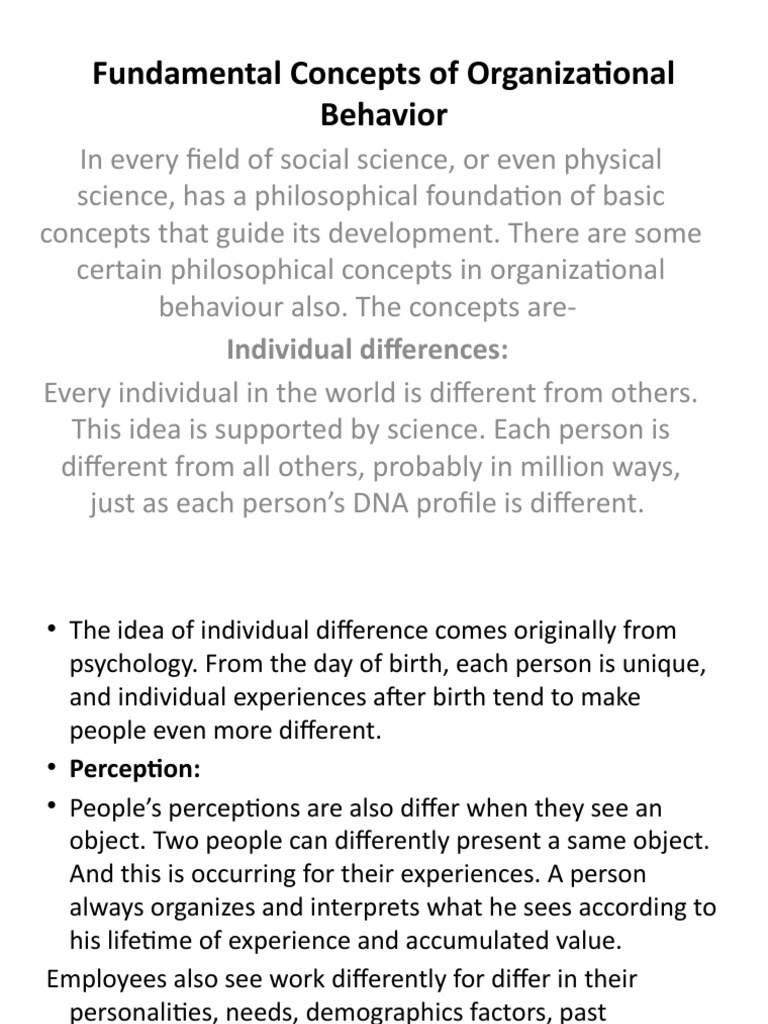 Fundamental Concepts Of Organizational Behavior