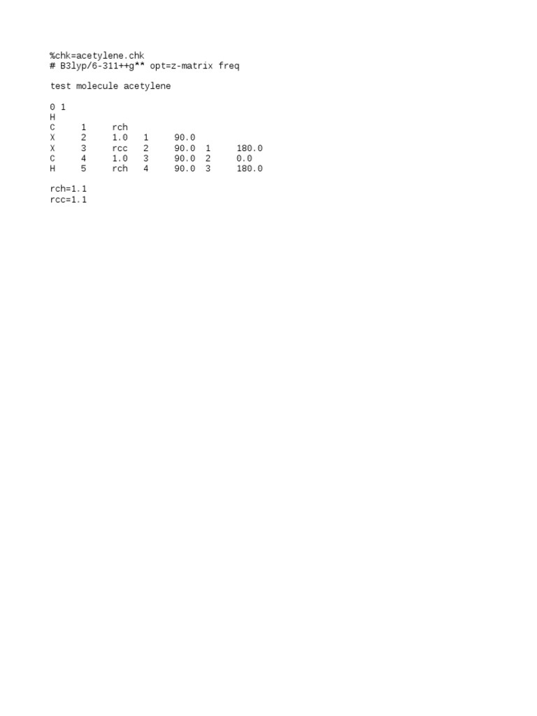 Acetylene Molecular Geometry Optimization | PDF