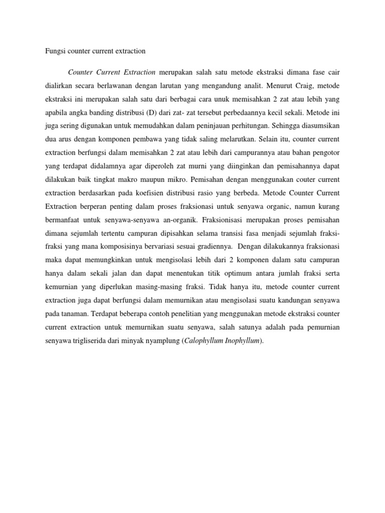 Fungsi dan Metode Counter Current Extraction | PDF