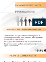 Professional Communication - Notes: Definition, Means, Process