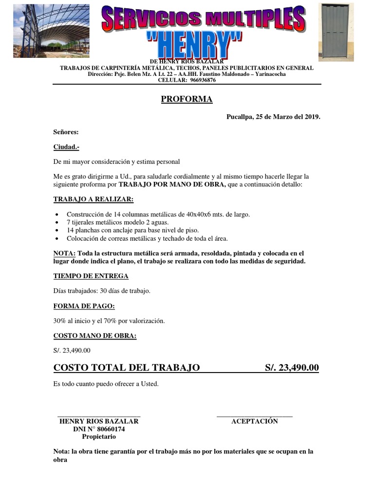 Proforma de Construcción Metálica | PDF