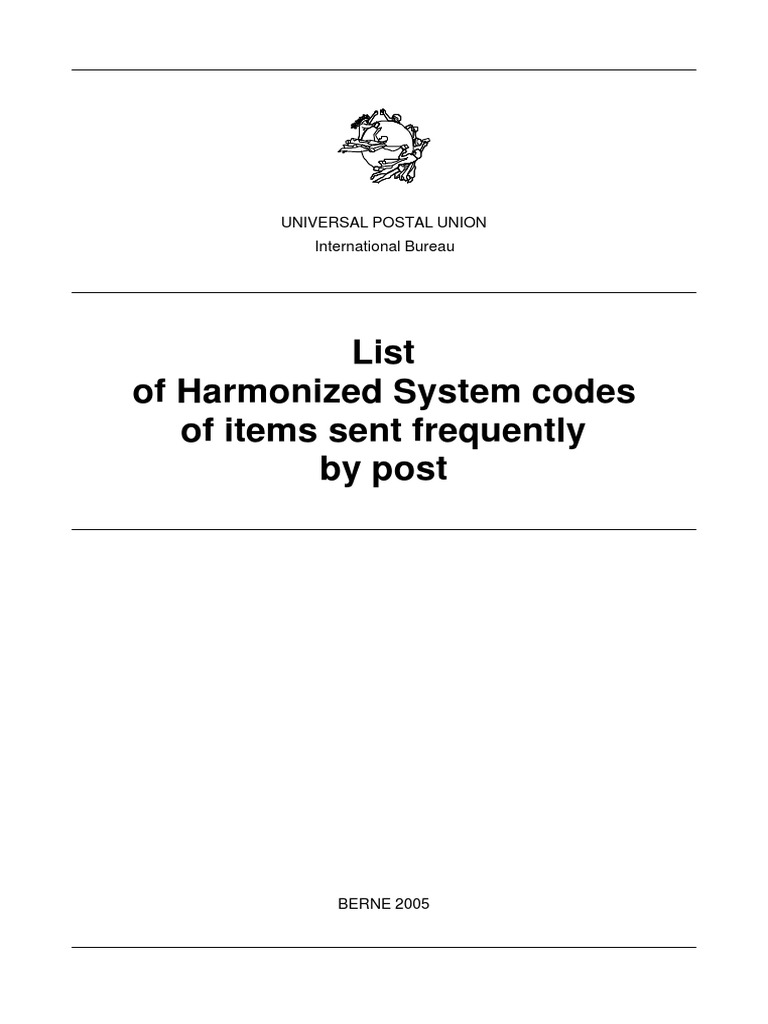 List of Harmonized System Codes of Items Sent Frequently by Post PDF