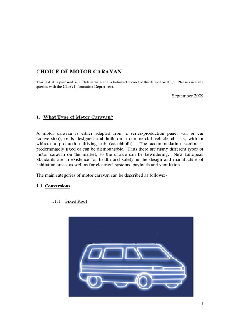 MotorCaravan Types and Fuel Consumption, PDF, Van
