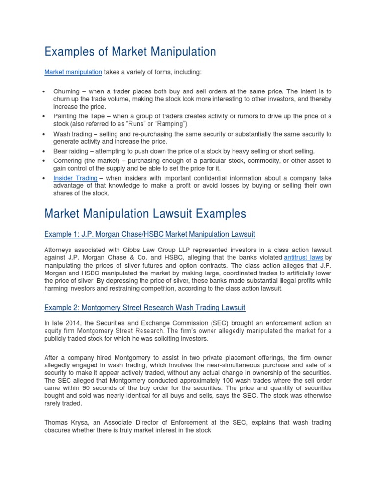 Market Manipulation Techniques Explained | PDF | Warrant (Finance) | Stocks