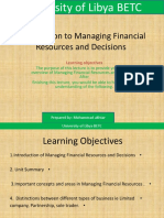 Introduction To Managing Financial Resources and Decisions Lecture 1