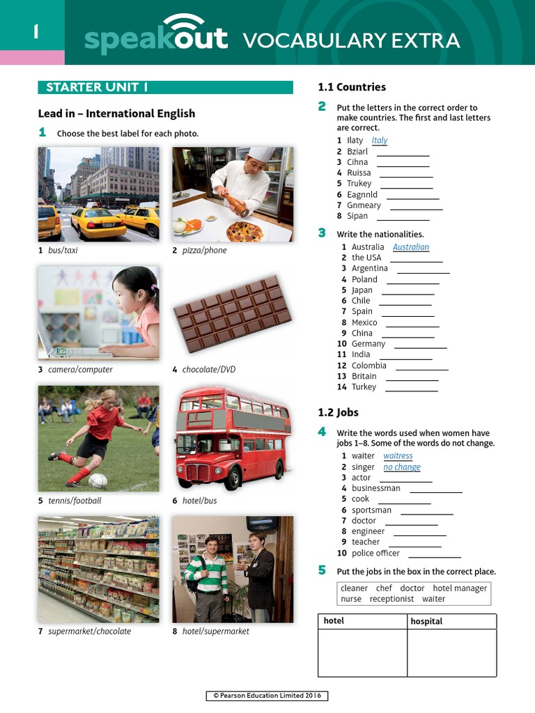 Speakout Vocabulary Extra Starter Unit 1 PDF | PDF | Linguistics