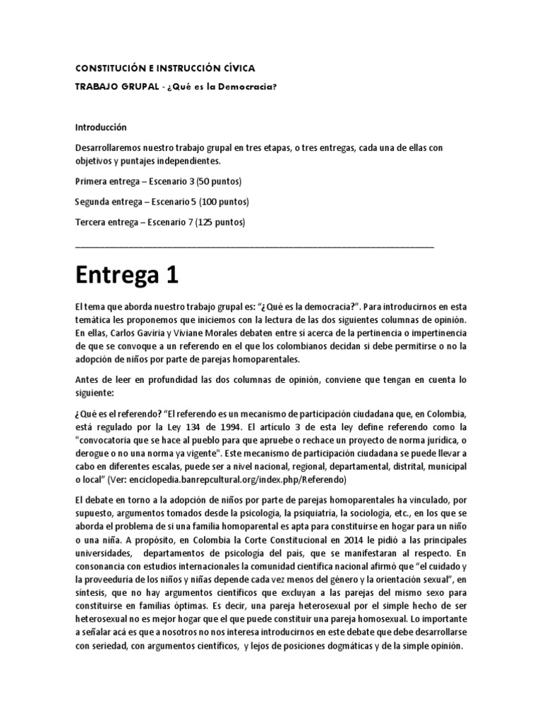 Trabajo Grupal Constitución e Instrucción Cívica PDF Democracia