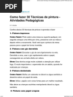 Como Fazer 30 Técnicas de Pintura - Atividades Pedagógicas