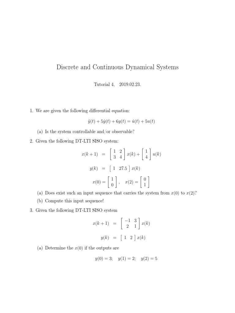 Controllability and Observability in DCDS | PDF