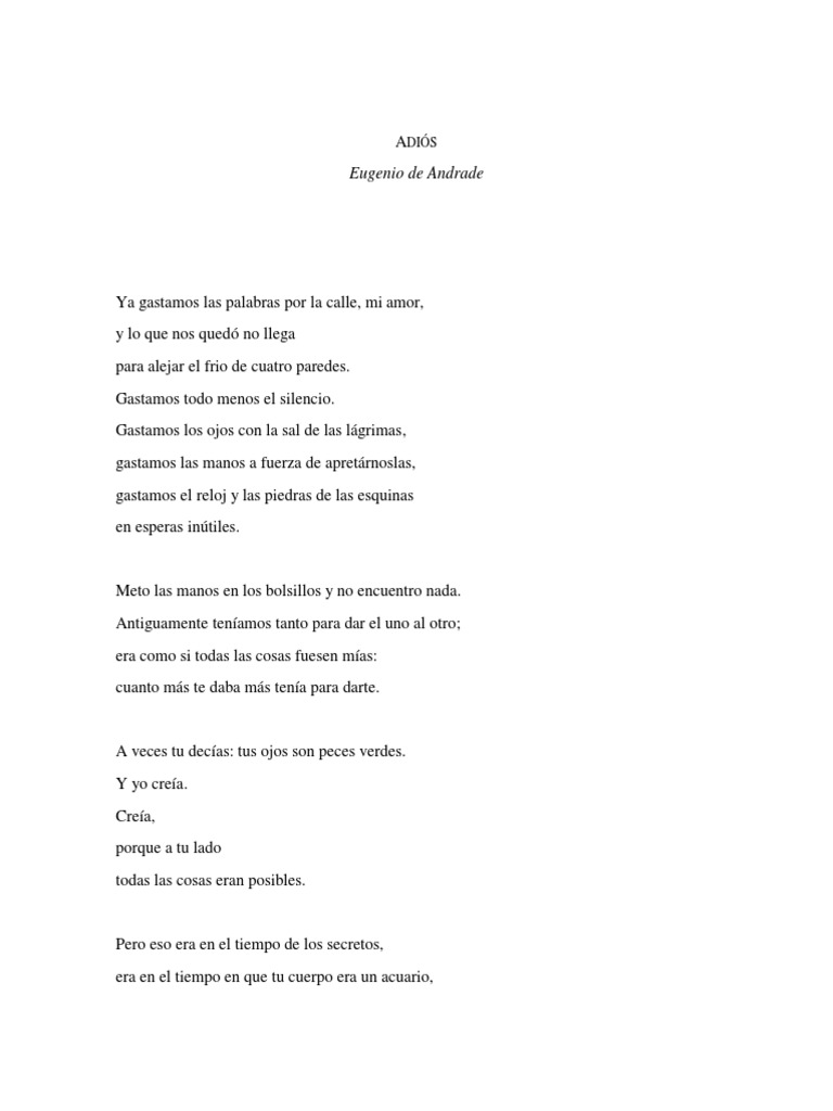 Adeus em Poesia de Eugenio de Andrade | PDF | Natureza
