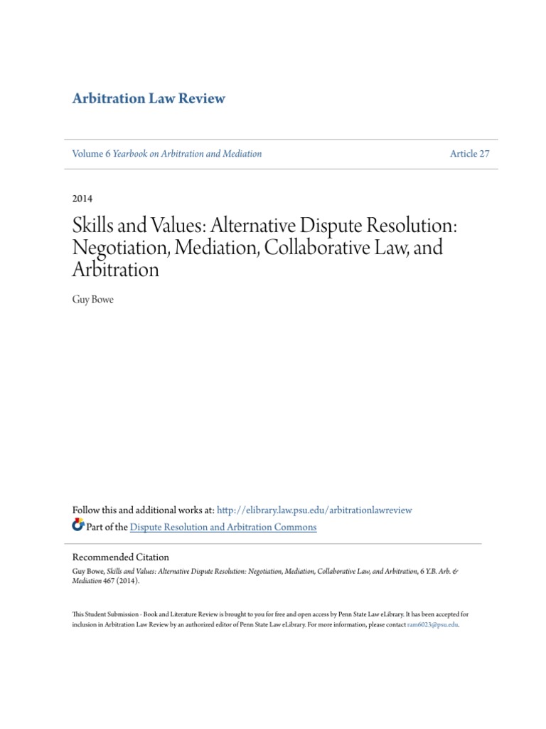 ADR Skills for Law Students | PDF | Mediation | Alternative Dispute ...