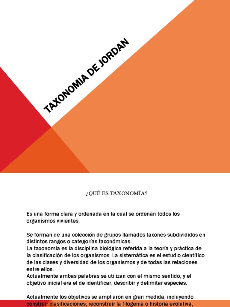 Taxonomia de Jordan PDF Evolución Biología