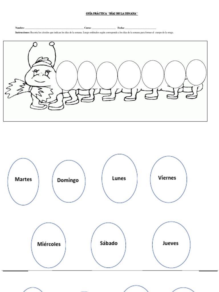 Actividad Infantil: Días de la Semana | PDF