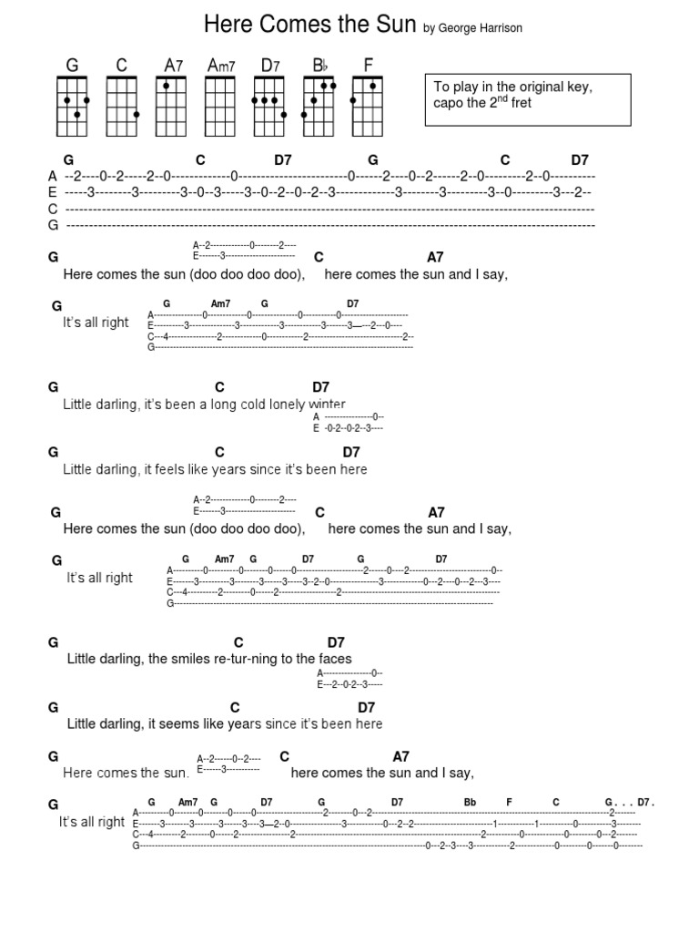 Here Comes The Sun Chords And Tabs Pdf Pdf Apple Records George Martin