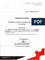 Lima, 15 de Enero Del 2016: MECANICO, Durante El Periodo Comprendido Entre El 01 de Julio Del 2014 Hasta El