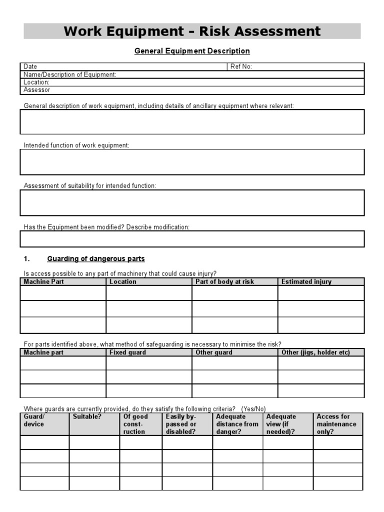 Risk Assesment Template | PDF