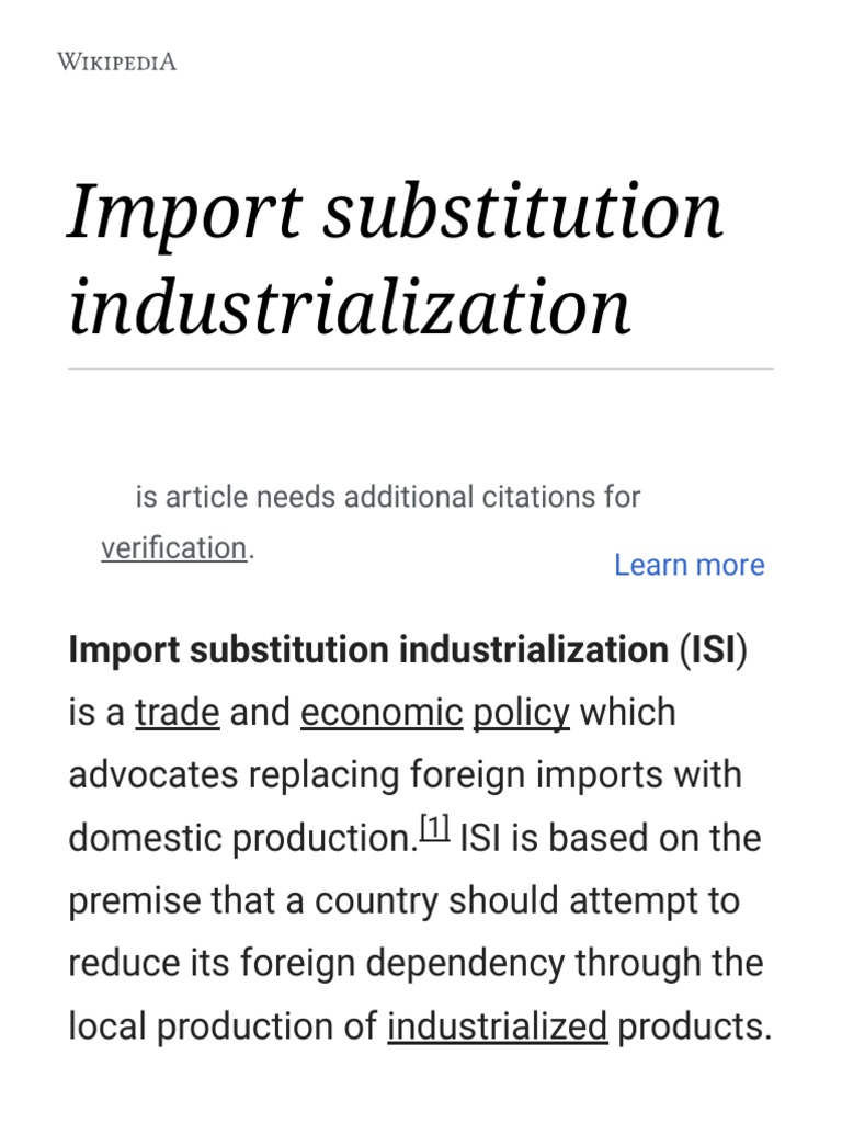 Import Substitution Industrialization Wikipedia PDF PDF Economics World Economy