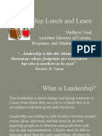 Leadership Lunch and Learn: Matthew Nied Assistant Director of Unions, Programs, and Student Activities