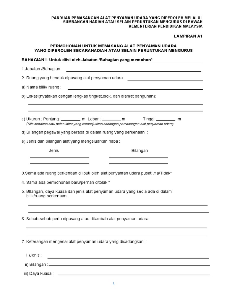 Permohonan Penghawa Dingin Pdf
