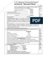 Application of Marginal Costing Technique in Fixation of Selling Price