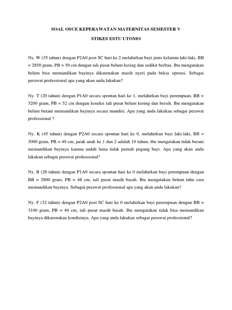 Soal Osce Keperawatan Maternitas Semester V