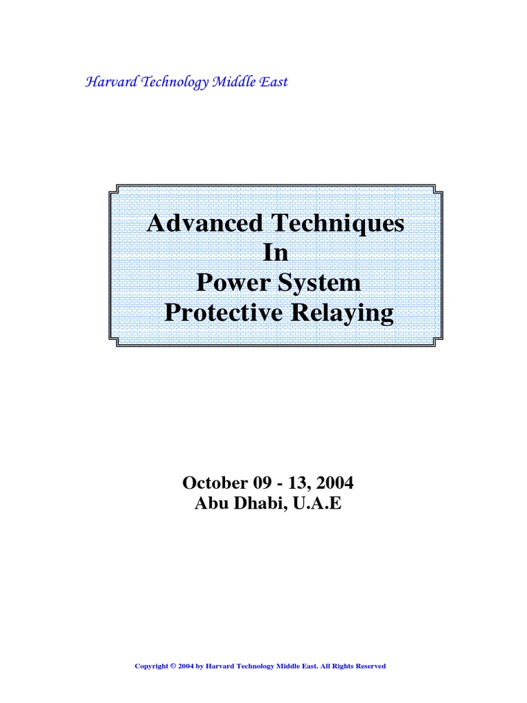 Advanced Techniques in Power System Protective Relaying PDF PDF