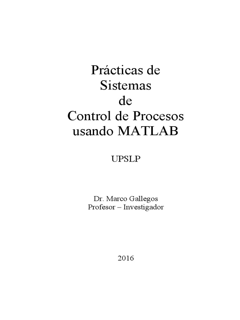 Prácticas de Control de Procesos en MATLAB | PDF | Matlab | Sistema de ...