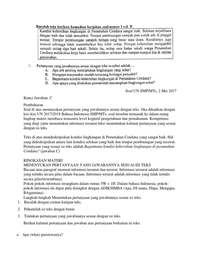 Contoh Soal Mengidentifikasi Informasi Tersurat Dunia Sosial