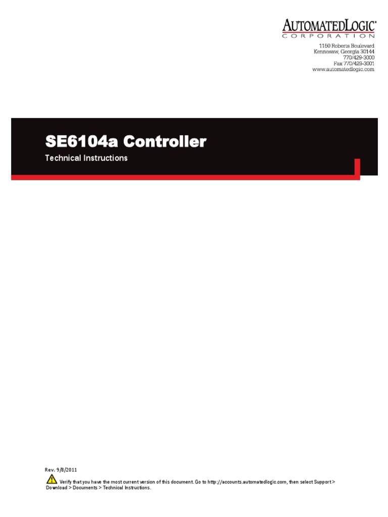 Automatedlogic Se6104a Controller | PDF | Electrical Wiring | Power Supply