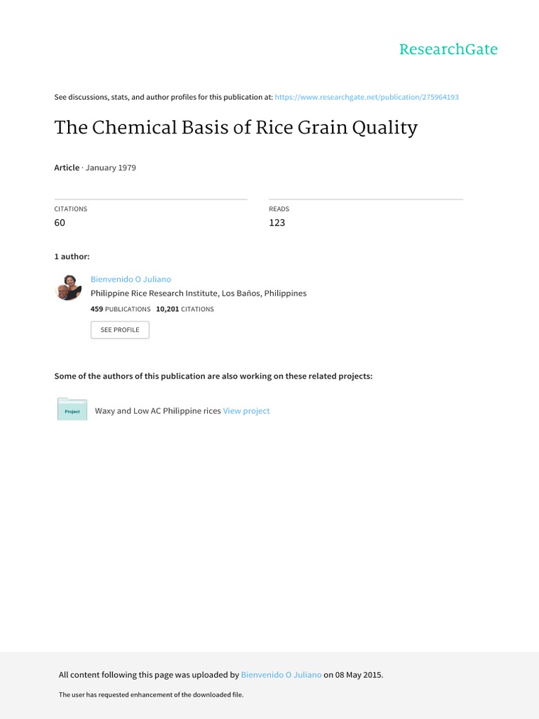 Chemical Factors in Rice Quality | PDF | Wellness