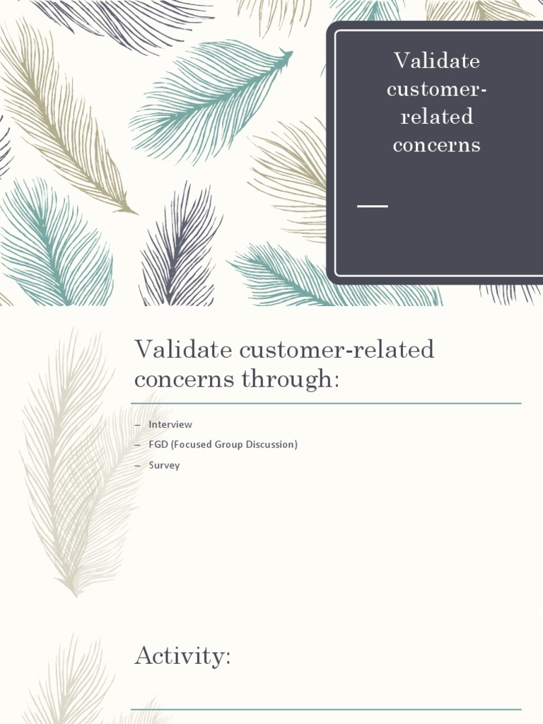 Validating Customer Concerns Methods | PDF | Marketing | Business Economics
