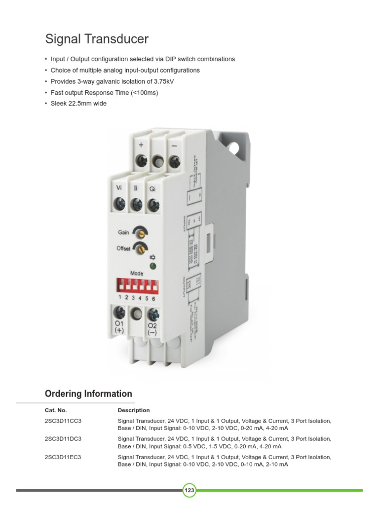 Signal Transducer PDF Direct Current Compatibility