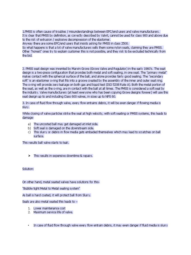PMSS Valve Design and Limitations | PDF | Science & Mathematics ...