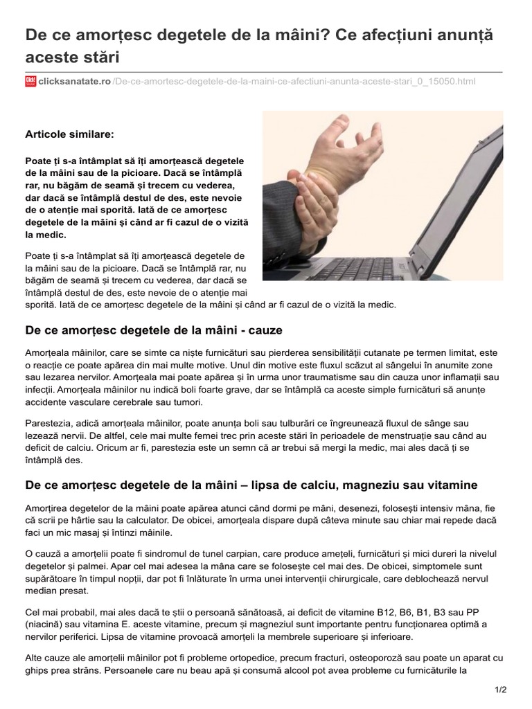 De Ce Amortesc Degetele