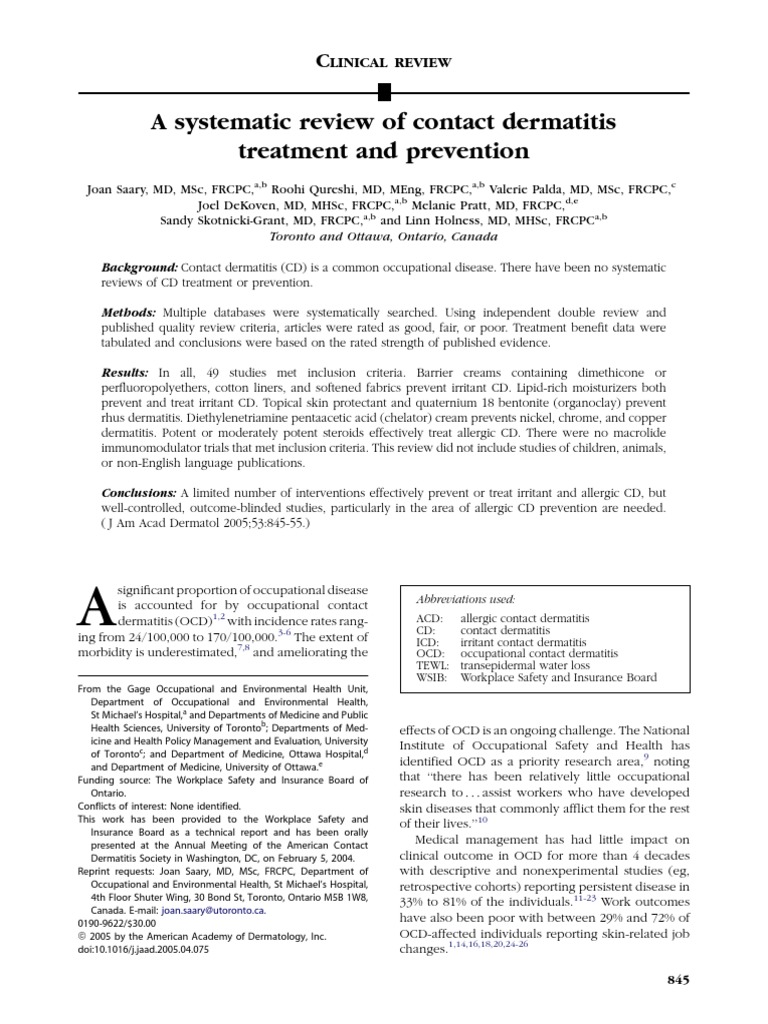 Contact Dermatitis Treatment Review | PDF | Dermatitis | Randomized ...