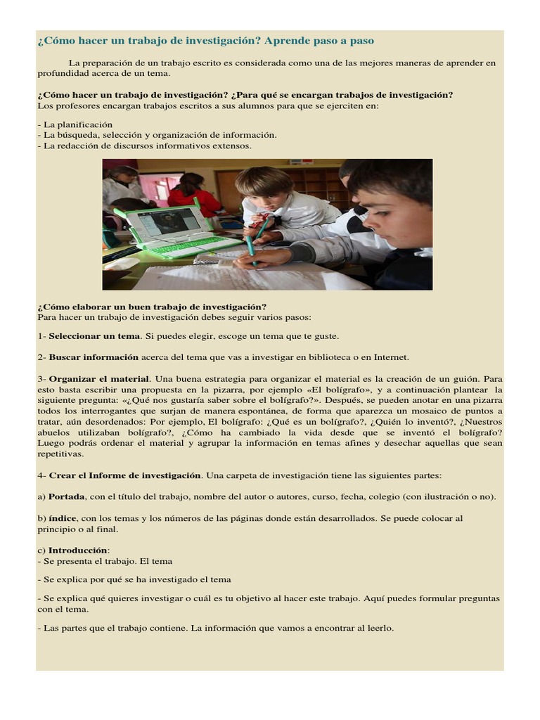 Como Hacer Un Trabajo de Investigacion | PDF | Bibliografía | Información