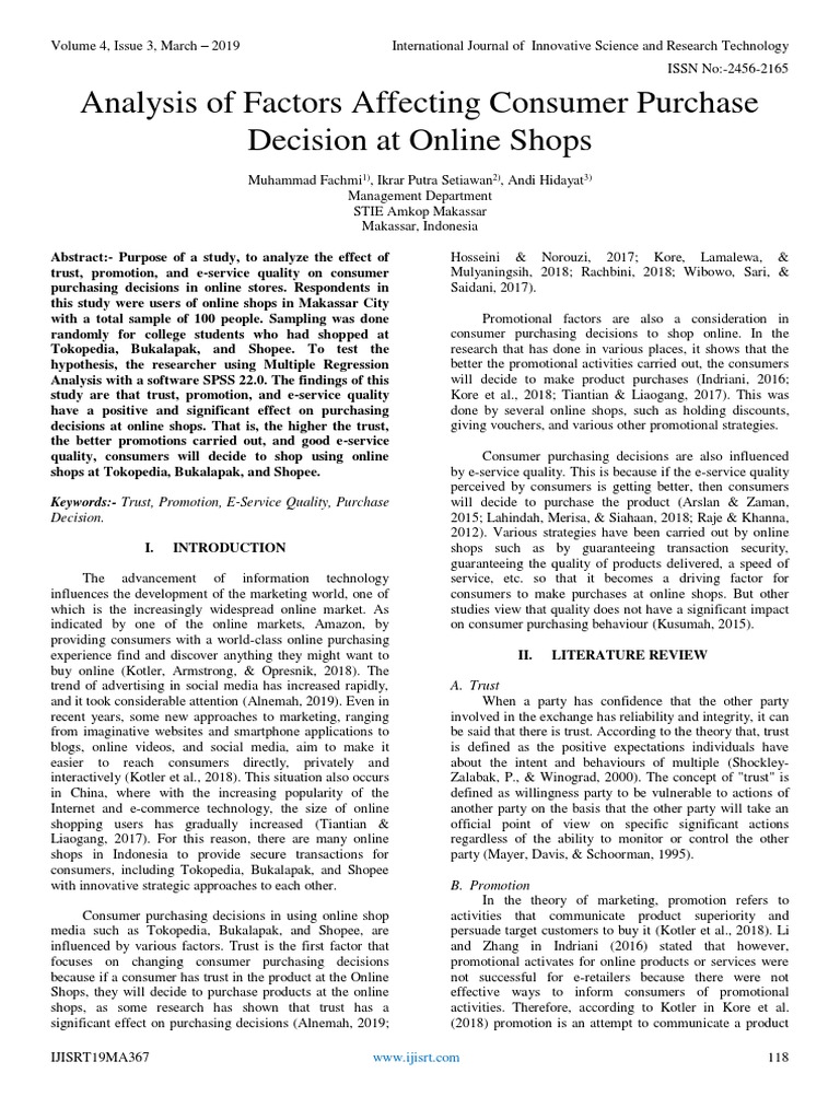 Online Purchase Decision Factors | PDF | P Value | Online Shopping