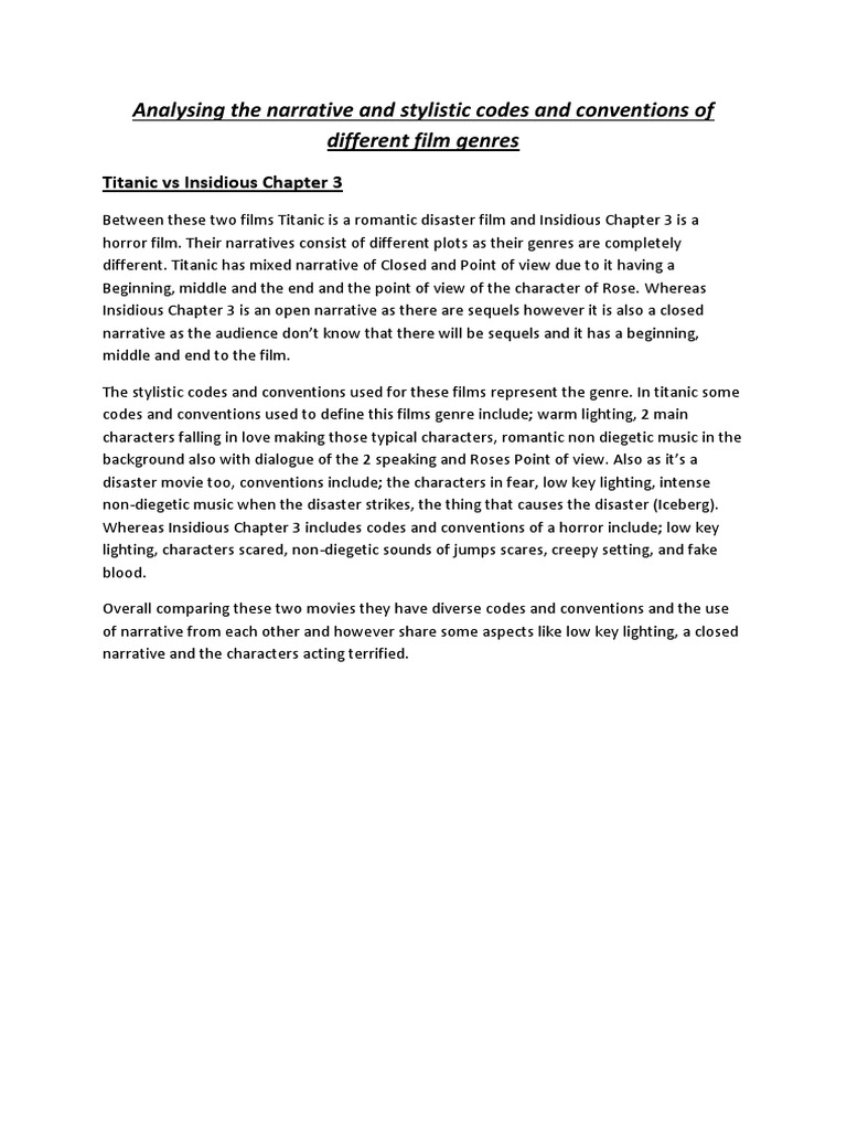 Analysing The Narrative and Stylistic Codes and Conventions of ...