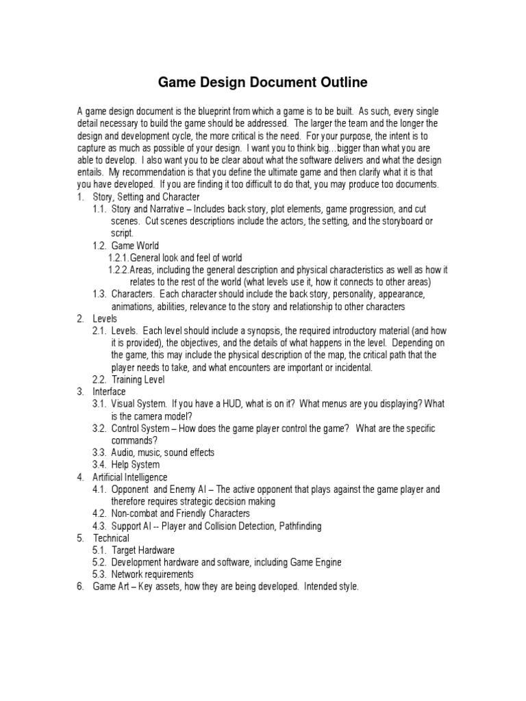 Comprehensive Game Design Document Guide | PDF | Game Design ...