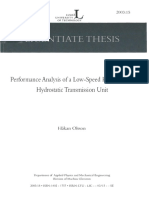 Performance Analysis of A Low-Speed High-Torque Hydrostatic Transmission Unit