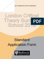 London Critical Theory Summer School Application Form